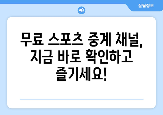 스포츠 실시간 티비 무료 시청: 추천 채널과 이용 방법