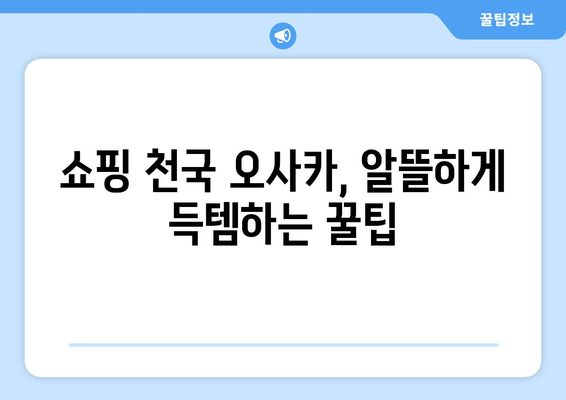 오사카 여행 코스 추천, 효율적으로 즐기는 여행 일정