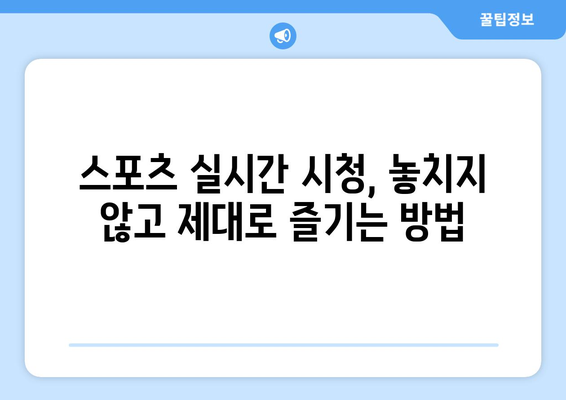 스포츠 실시간 티비 시청 가이드: 어디서 어떻게 보나?