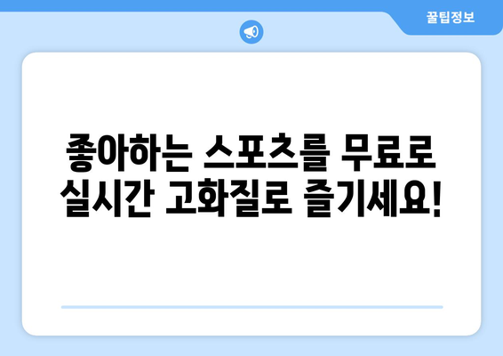 고화질 스포츠 실시간 티비 중계: 무료 시청 가이드