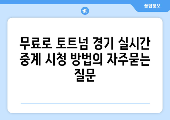 무료로 토트넘 경기 실시간 중계 시청 방법