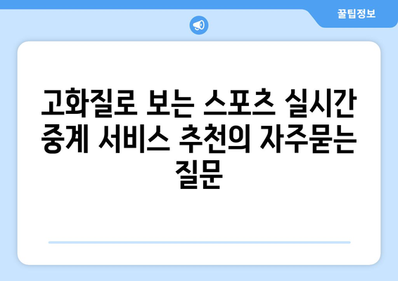 고화질로 보는 스포츠 실시간 중계 서비스 추천