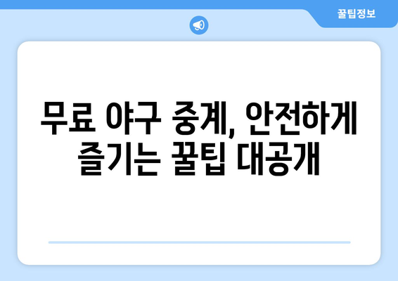 야구 생중계 무료 시청: 안전하게 보는 방법