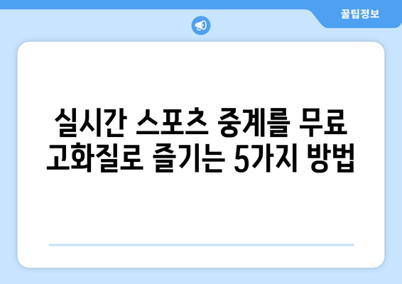 고화질 스포츠 실시간 중계 무료로 즐기는 방법