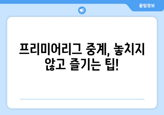 프리미어리그 실시간 무료 중계 방법 총정리