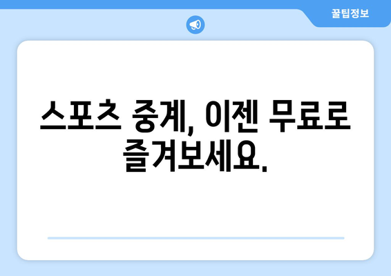 스포츠 실시간 무료 중계: 합법적인 시청 방법