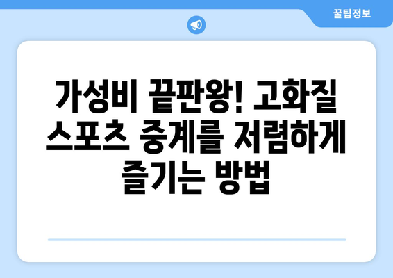 고화질 스포츠 중계 시청 가능한 플랫폼 추천