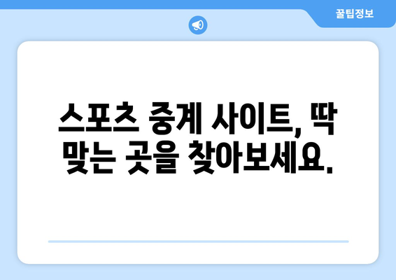 고화질 스포츠 실시간 중계 사이트 추천