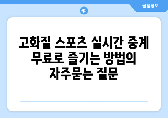 고화질 스포츠 실시간 중계 무료로 즐기는 방법