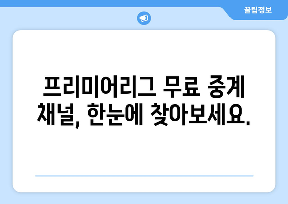 프리미어리그 무료중계: 실시간으로 보는 법