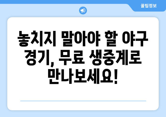 실시간 야구 생중계: 무료로 시청 가능한 안전한 링크 모음