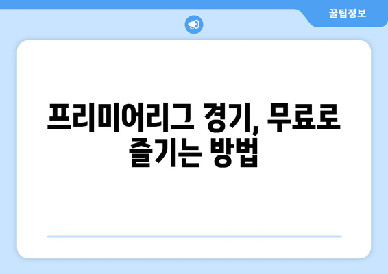 프리미어리그 무료중계 시청 가능한 플랫폼 소개