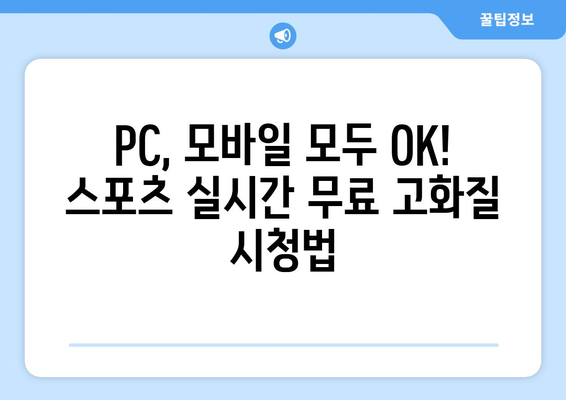 스포츠 실시간 티비 고화질 무료 시청법