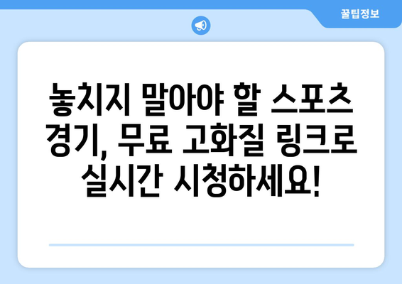 스포츠 실시간 중계: 고화질 무료 링크 모음