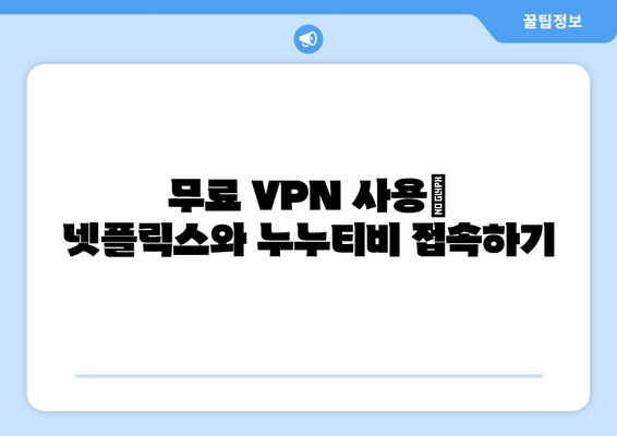 넷플릭스 VPN 누누티비, 무료로 안전하게 사용하는 법