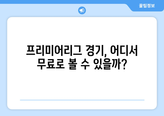 프리미어리그 실시간 무료 중계 방법 총정리