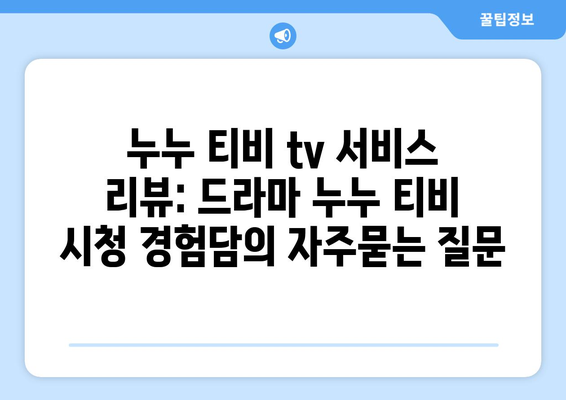 누누 티비 tv 서비스 리뷰: 드라마 누누 티비 시청 경험담