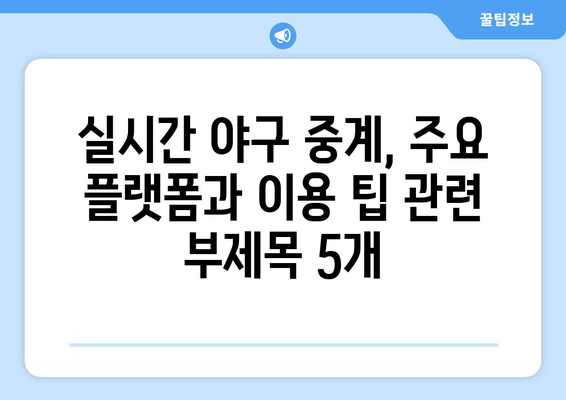 실시간 야구 중계, 주요 플랫폼과 이용 팁