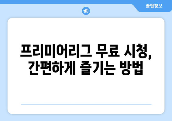 프리미어리그 무료중계: 실시간으로 보는 법