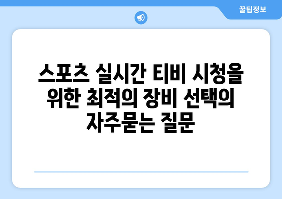 스포츠 실시간 티비 시청을 위한 최적의 장비 선택