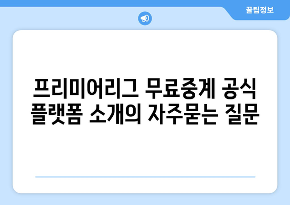 프리미어리그 무료중계 공식 플랫폼 소개