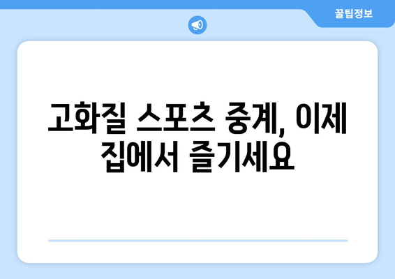 고화질 스포츠 중계, 끊김 없이 보는 방법