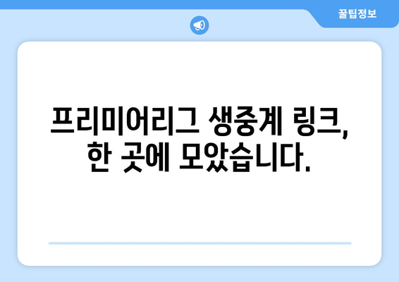 프리미어리그 무료 중계 실시간 링크 제공