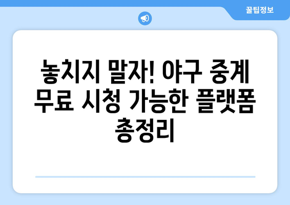 실시간 야구 생중계 무료 시청 가능한 플랫폼