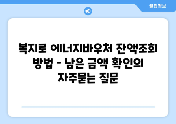 복지로 에너지바우처 잔액조회 방법 – 남은 금액 확인