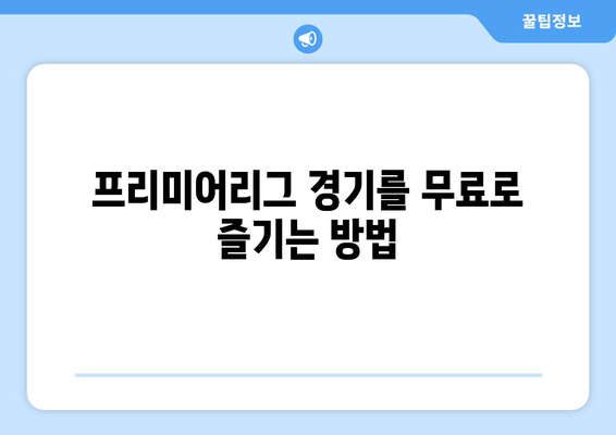 프리미어리그 무료 중계: 합법적이고 안전한 시청 방법