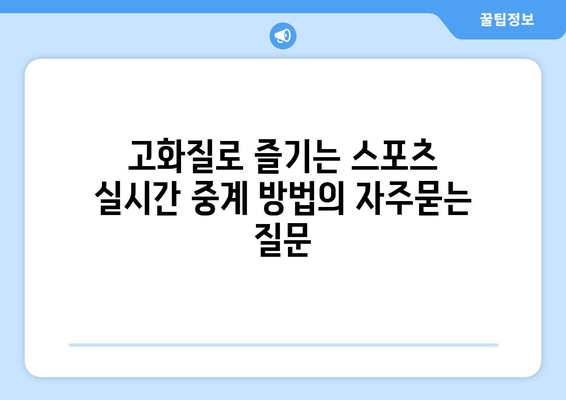 고화질로 즐기는 스포츠 실시간 중계 방법