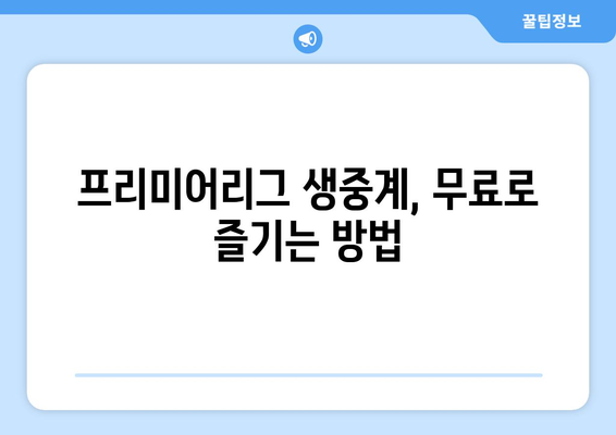 프리미어리그 실시간 무료 중계 링크 안내