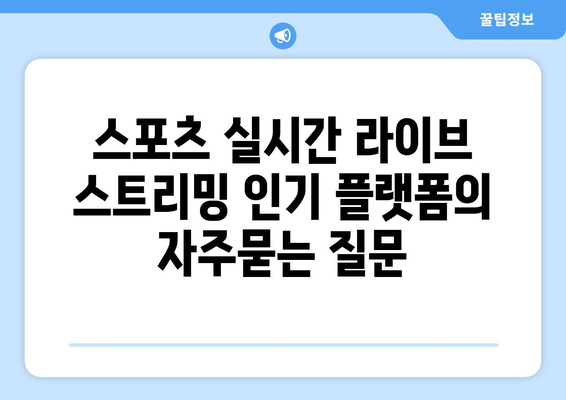 스포츠 실시간 라이브 스트리밍 인기 플랫폼