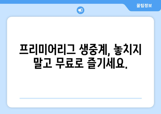 프리미어리그 무료중계: 실시간으로 보는 법