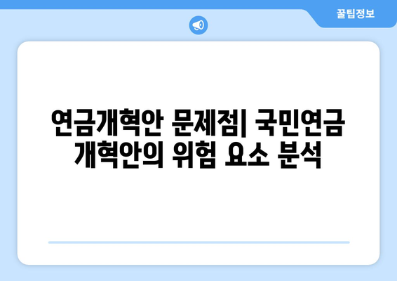 연금개혁안 문제점: 국민연금 개혁안의 위험 요소 분석