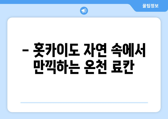 훗카이도 료칸 추천, 일본 전통과 온천을 즐기는 최고의 숙소