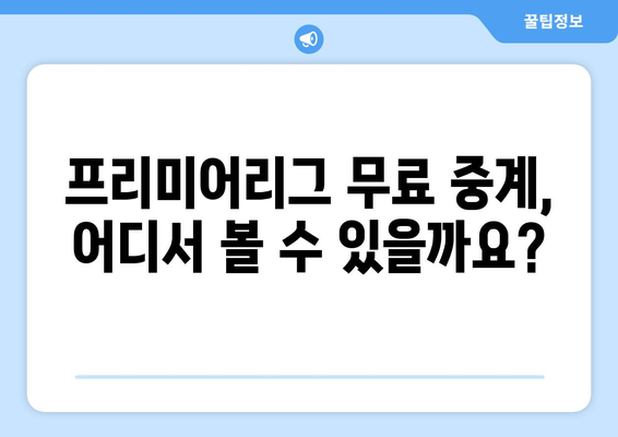 프리미어리그 무료중계 공식 앱과 사이트 소개