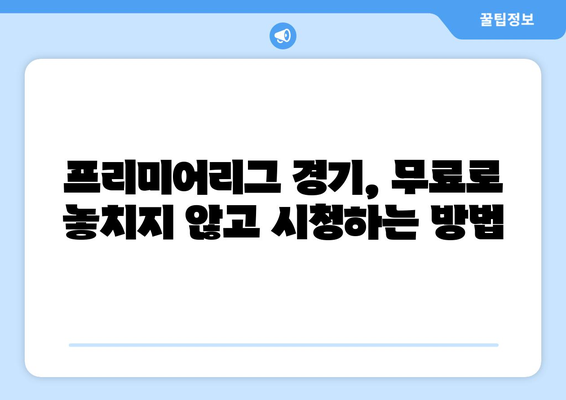 프리미어리그 무료중계 사이트 비교 분석