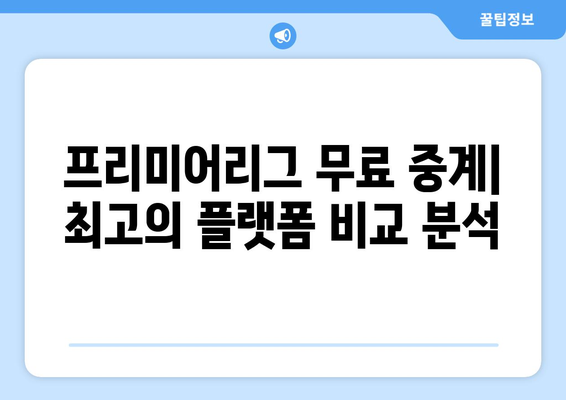 프리미어리그 무료중계: 신뢰할 수 있는 스트리밍 플랫폼 소개