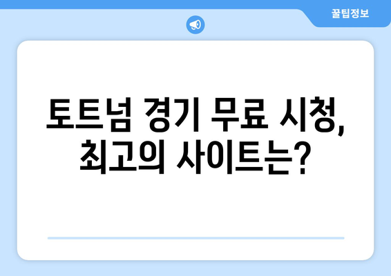 토트넘 중계를 무료로 시청할 수 있는 추천 사이트