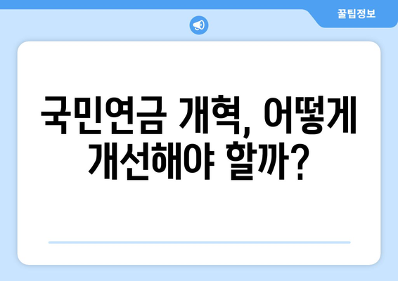 연금개혁안 문제점: 국민연금 개혁안의 한계와 개선 방안 분석