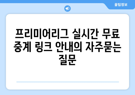 프리미어리그 실시간 무료 중계 링크 안내