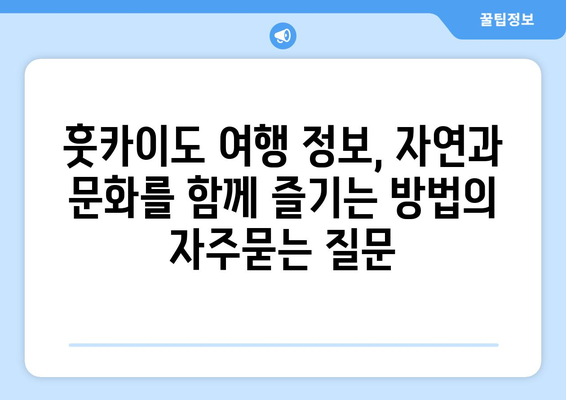 훗카이도 여행 정보, 자연과 문화를 함께 즐기는 방법