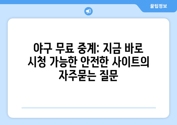 야구 무료 중계: 지금 바로 시청 가능한 안전한 사이트