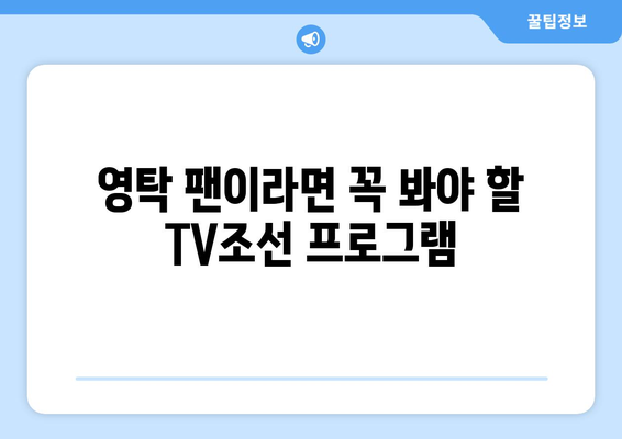 영탁 TV조선 출연 프로그램 추천 및 시청 방법