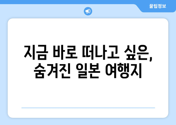 일본 여행지 추천, 인기 있는 명소와 숨겨진 보석 같은 장소