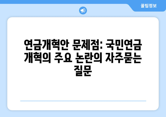 연금개혁안 문제점: 국민연금 개혁의 주요 논란