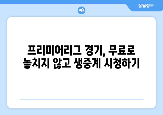 프리미어리그 무료중계: 신뢰할 수 있는 스트리밍 사이트 추천