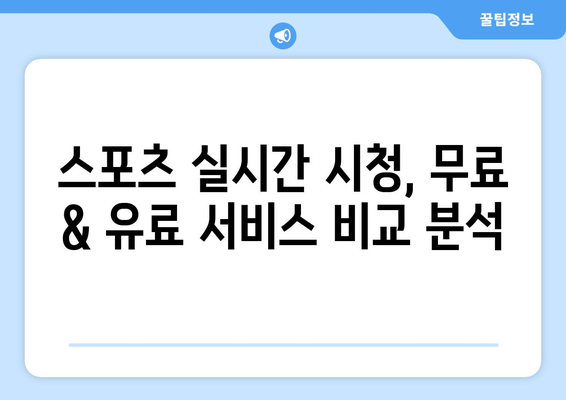 스포츠 실시간 티비 시청 가이드: 어디서 어떻게 보나?