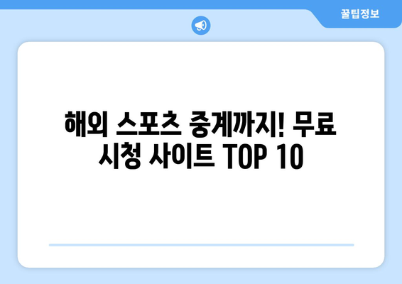 스포츠 실시간 무료 중계 사이트 추천 TOP 10